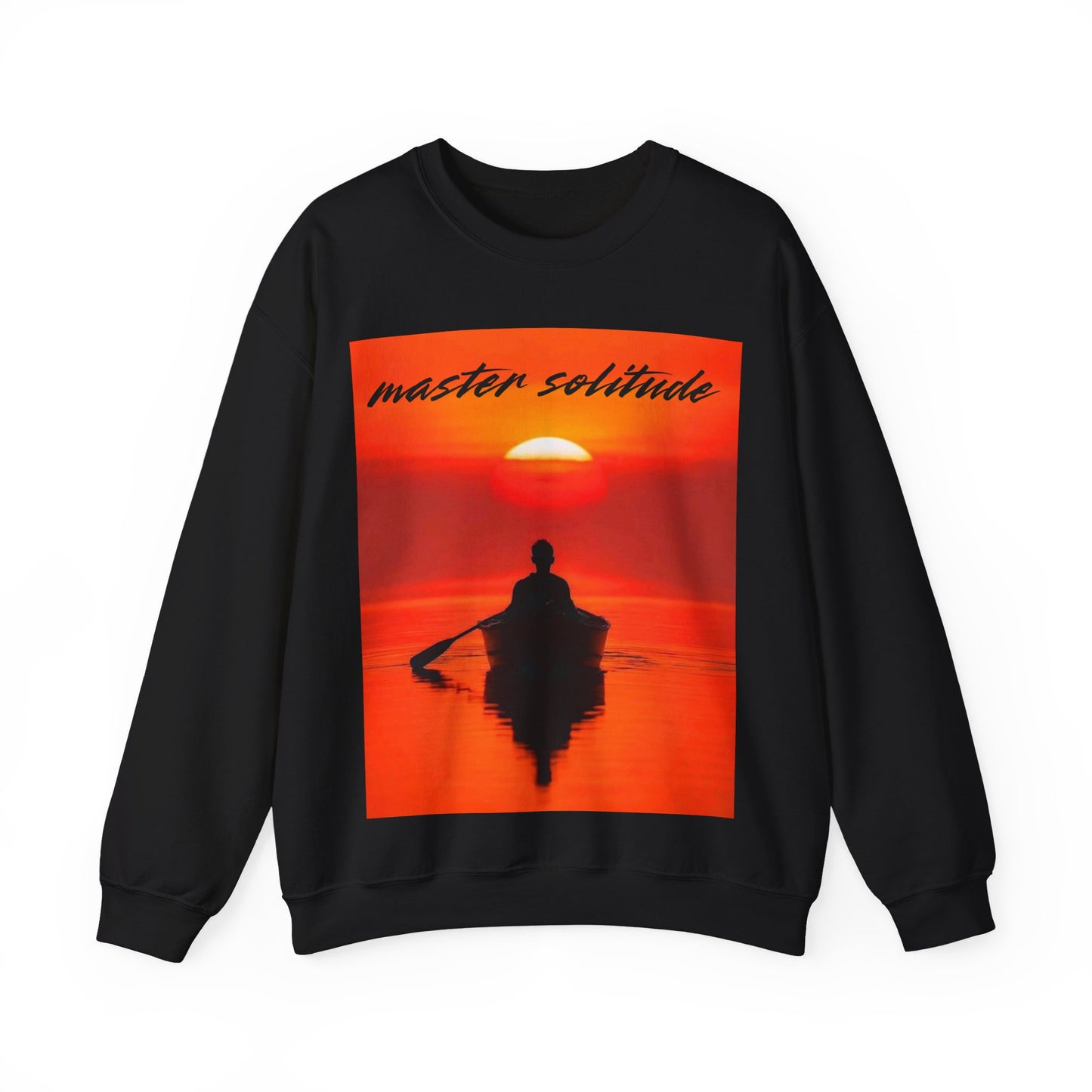 "Master Your Solitude" Sunset Rowing Sweatshirt | Inspirational Graphic Crewneck | Peaceful Lake Life Apparel