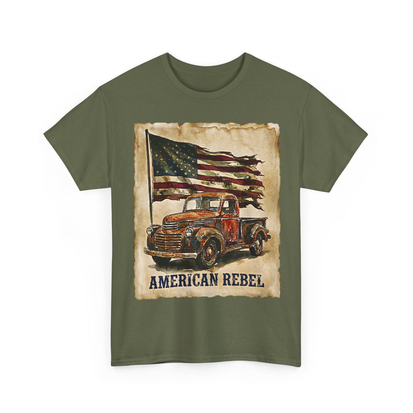 American Rebel Vintage Truck Flag T-Shirt | Retro Patriotic Tee