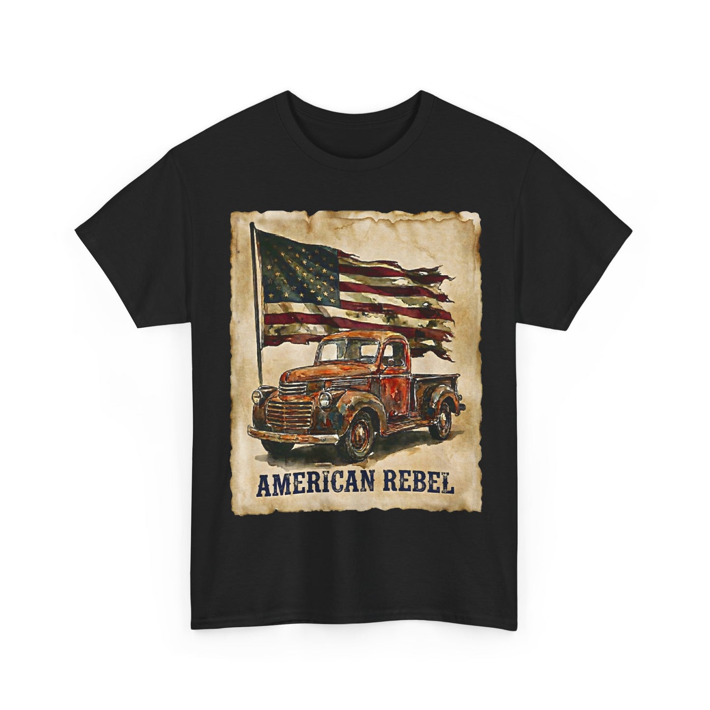 American Rebel Vintage Truck Flag T-Shirt | Retro Patriotic Tee