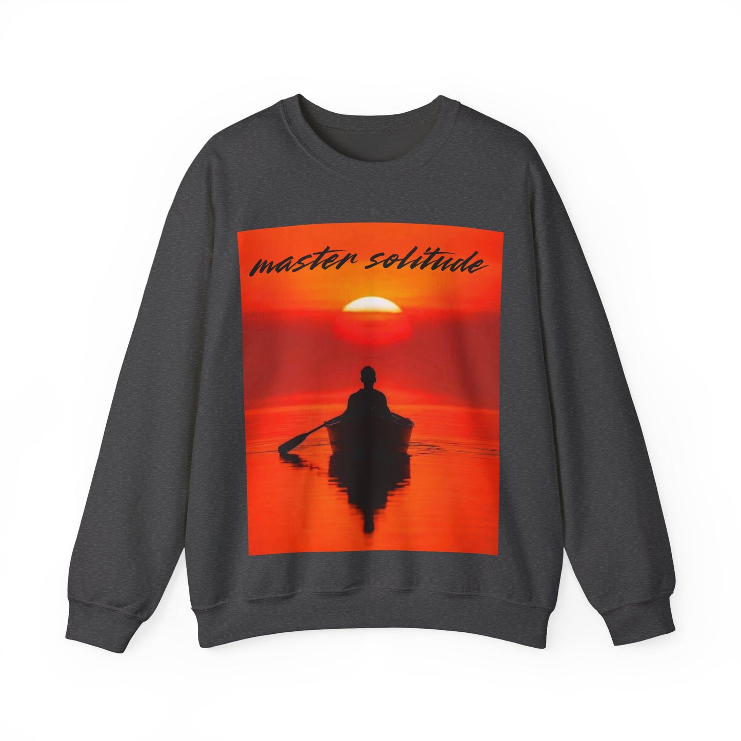 "Master Your Solitude" Sunset Rowing Sweatshirt | Inspirational Graphic Crewneck | Peaceful Lake Life Apparel