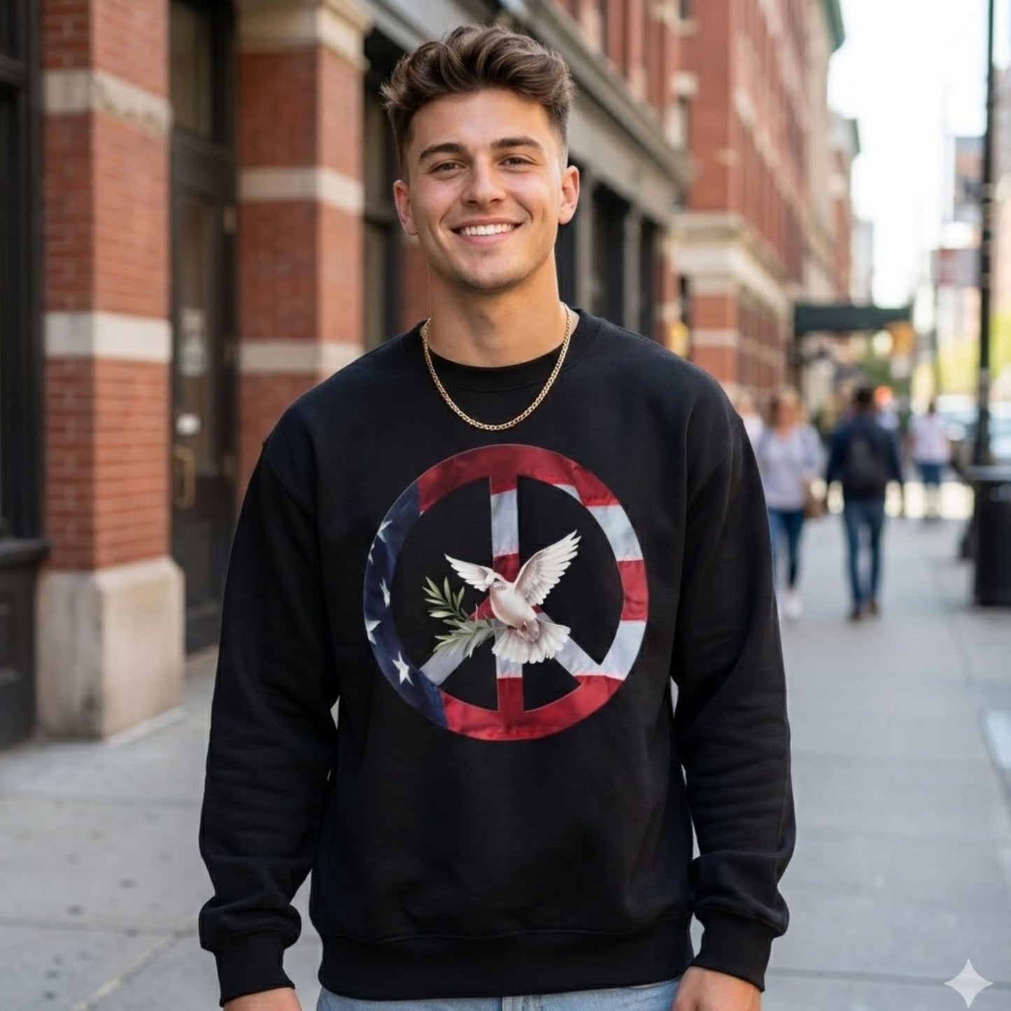 American Peace & Freedom Sweatshirt | Vintage Flag Dove Graphic Crewneck | Meaningful Patriotic Pullover