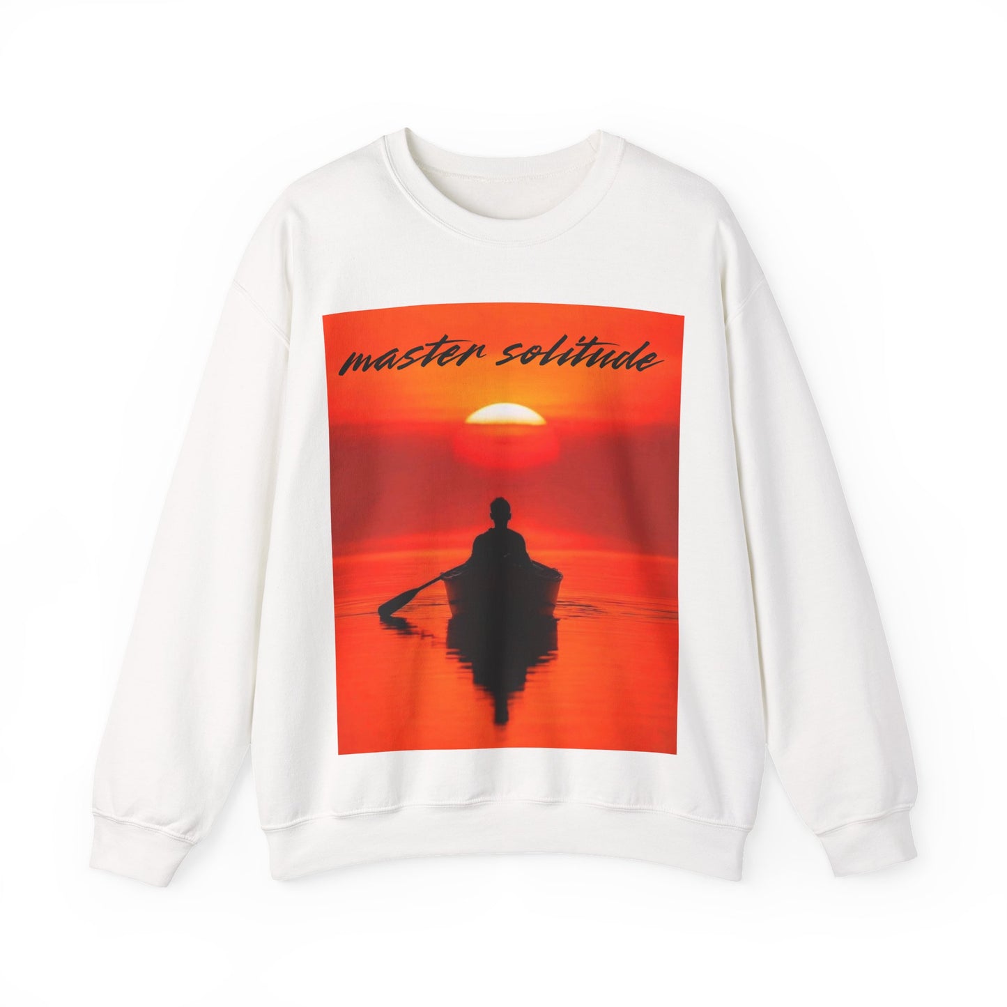 "Master Your Solitude" Sunset Rowing Sweatshirt | Inspirational Graphic Crewneck | Peaceful Lake Life Apparel