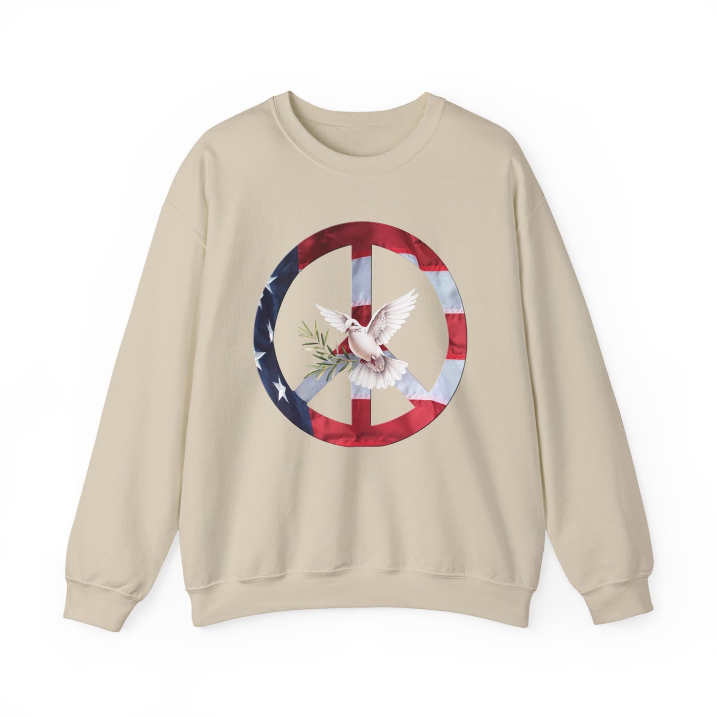 American Peace & Freedom Sweatshirt | Vintage Flag Dove Graphic Crewneck | Meaningful Patriotic Pullover