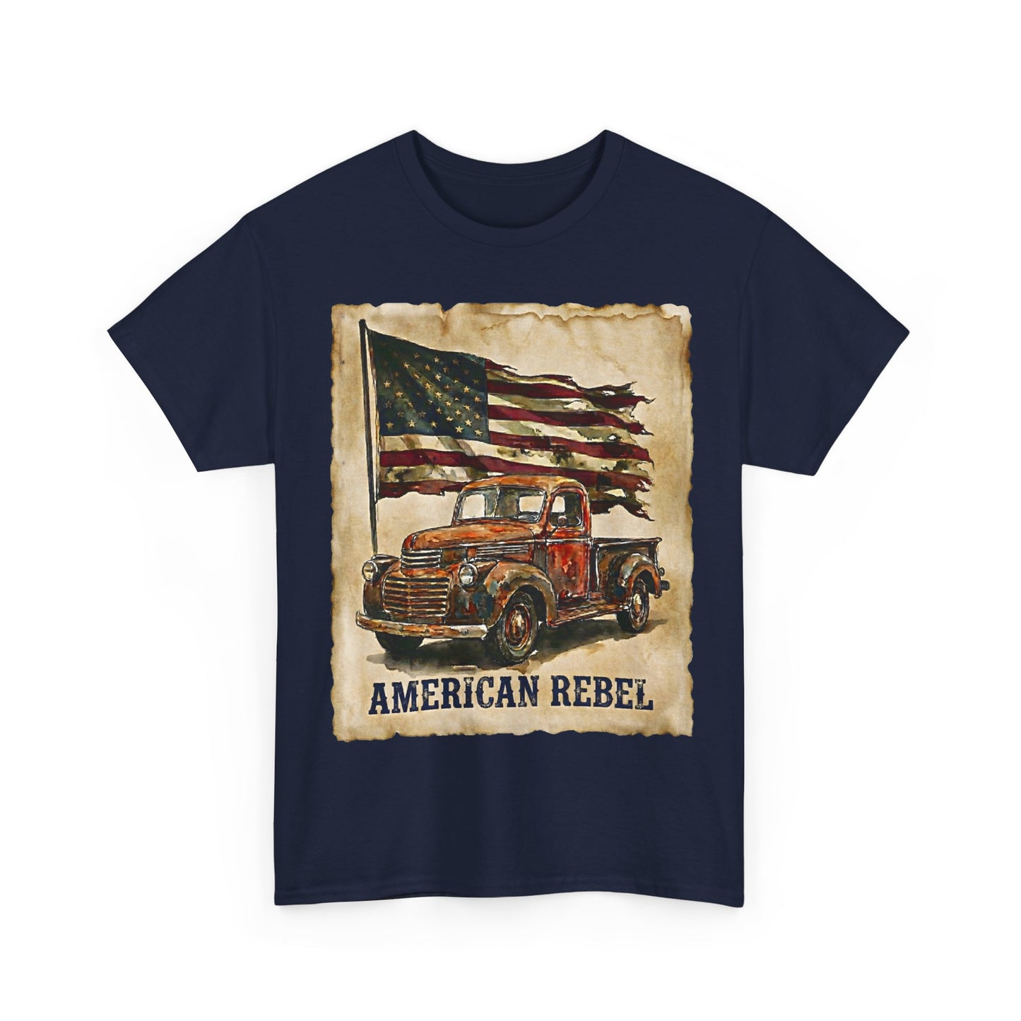 American Rebel Vintage Truck Flag T-Shirt | Retro Patriotic Tee