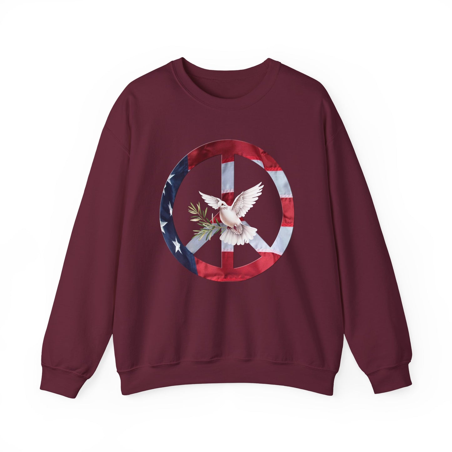 American Peace & Freedom Sweatshirt | Vintage Flag Dove Graphic Crewneck | Meaningful Patriotic Pullover