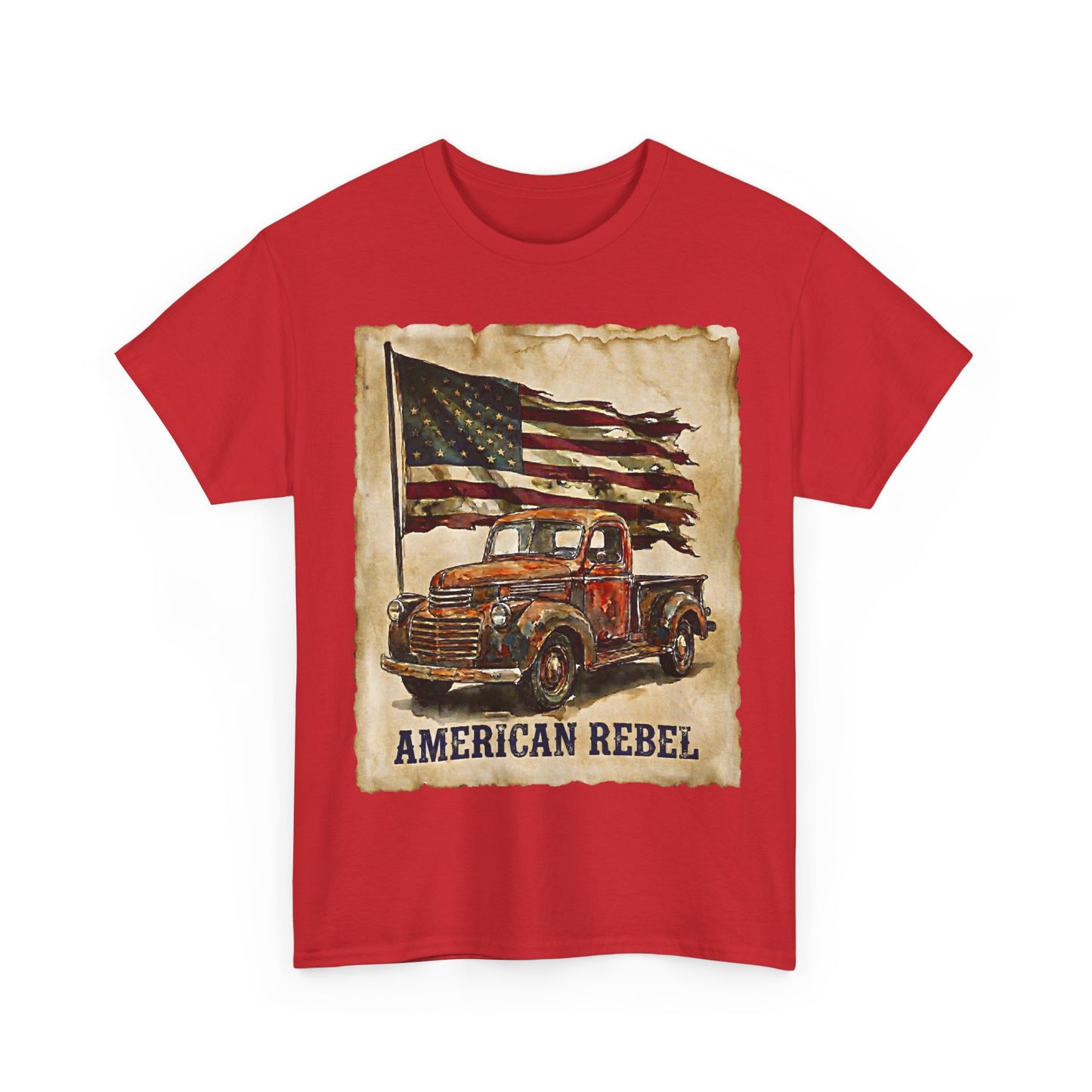 American Rebel Vintage Truck Flag T-Shirt | Retro Patriotic Tee