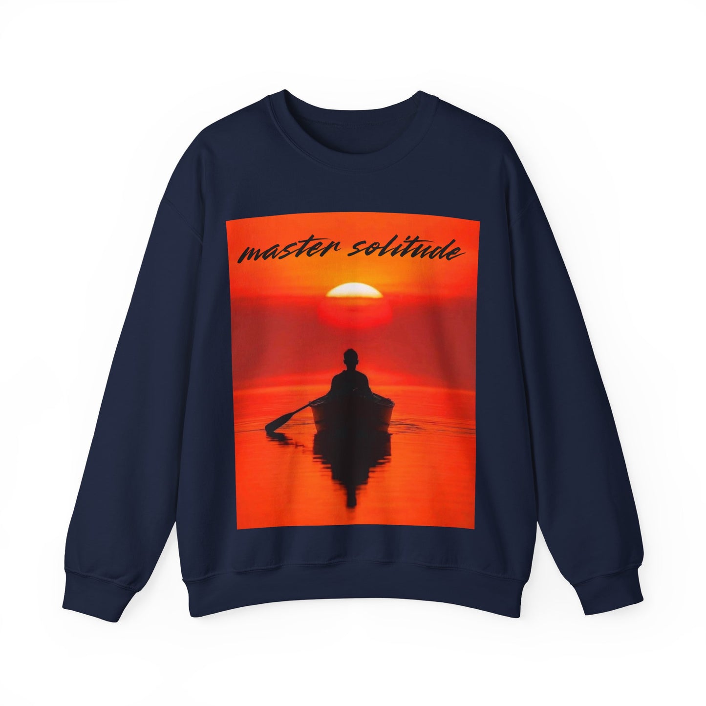 "Master Your Solitude" Sunset Rowing Sweatshirt | Inspirational Graphic Crewneck | Peaceful Lake Life Apparel