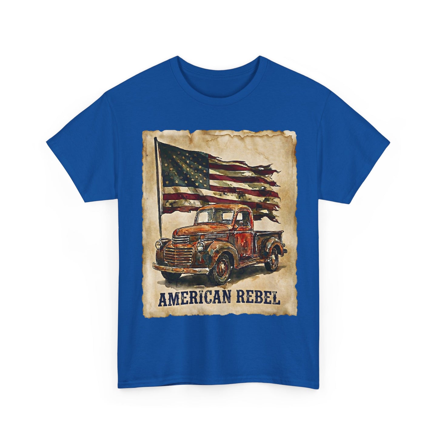 American Rebel Vintage Truck Flag T-Shirt | Retro Patriotic Tee