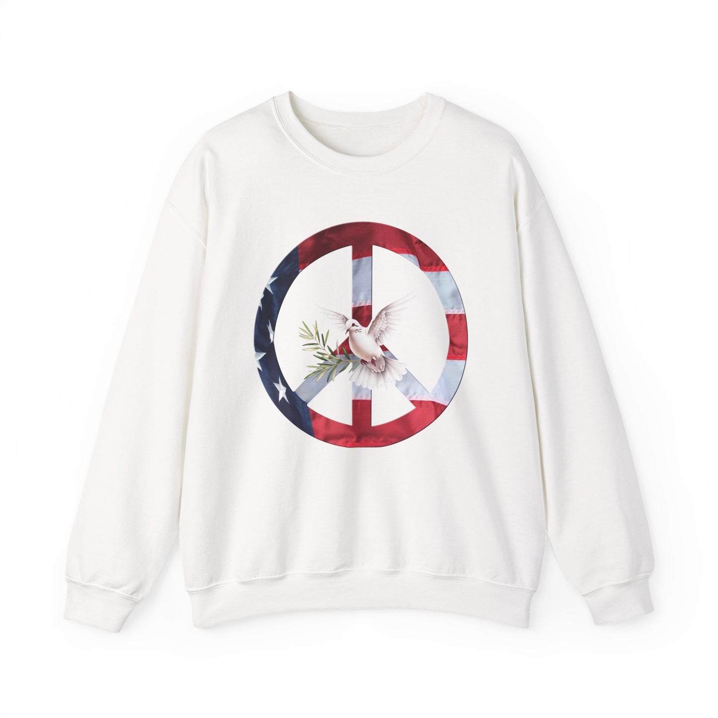 American Peace & Freedom Sweatshirt | Vintage Flag Dove Graphic Crewneck | Meaningful Patriotic Pullover