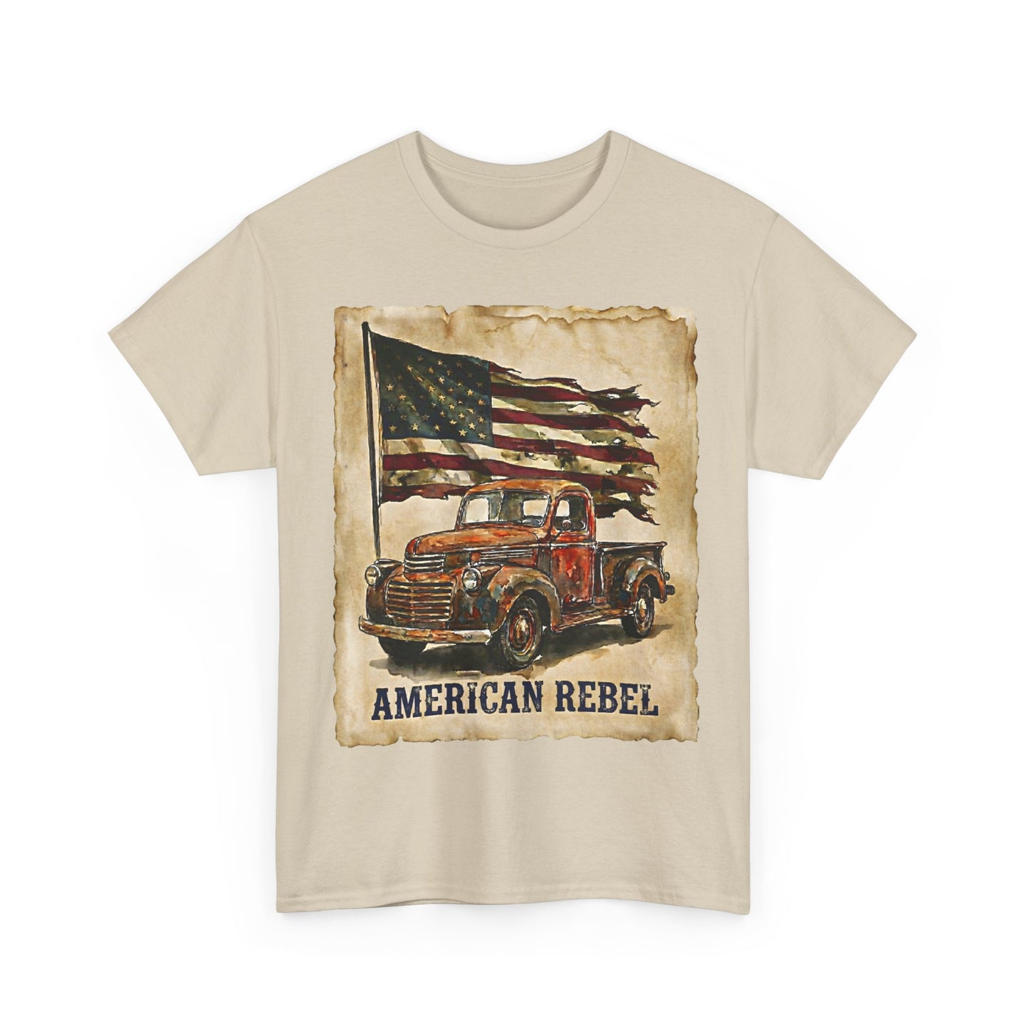 American Rebel Vintage Truck Flag T-Shirt | Retro Patriotic Tee