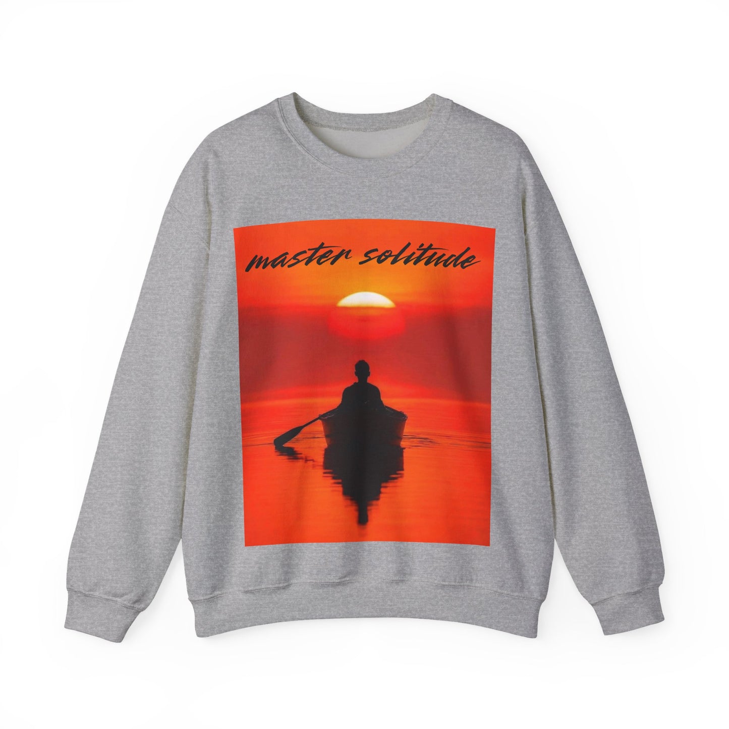 "Master Your Solitude" Sunset Rowing Sweatshirt | Inspirational Graphic Crewneck | Peaceful Lake Life Apparel