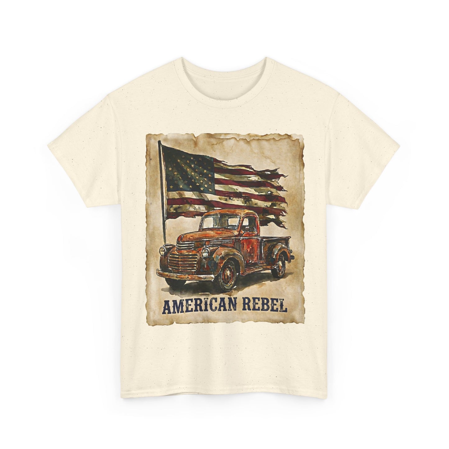 American Rebel Vintage Truck Flag T-Shirt | Retro Patriotic Tee