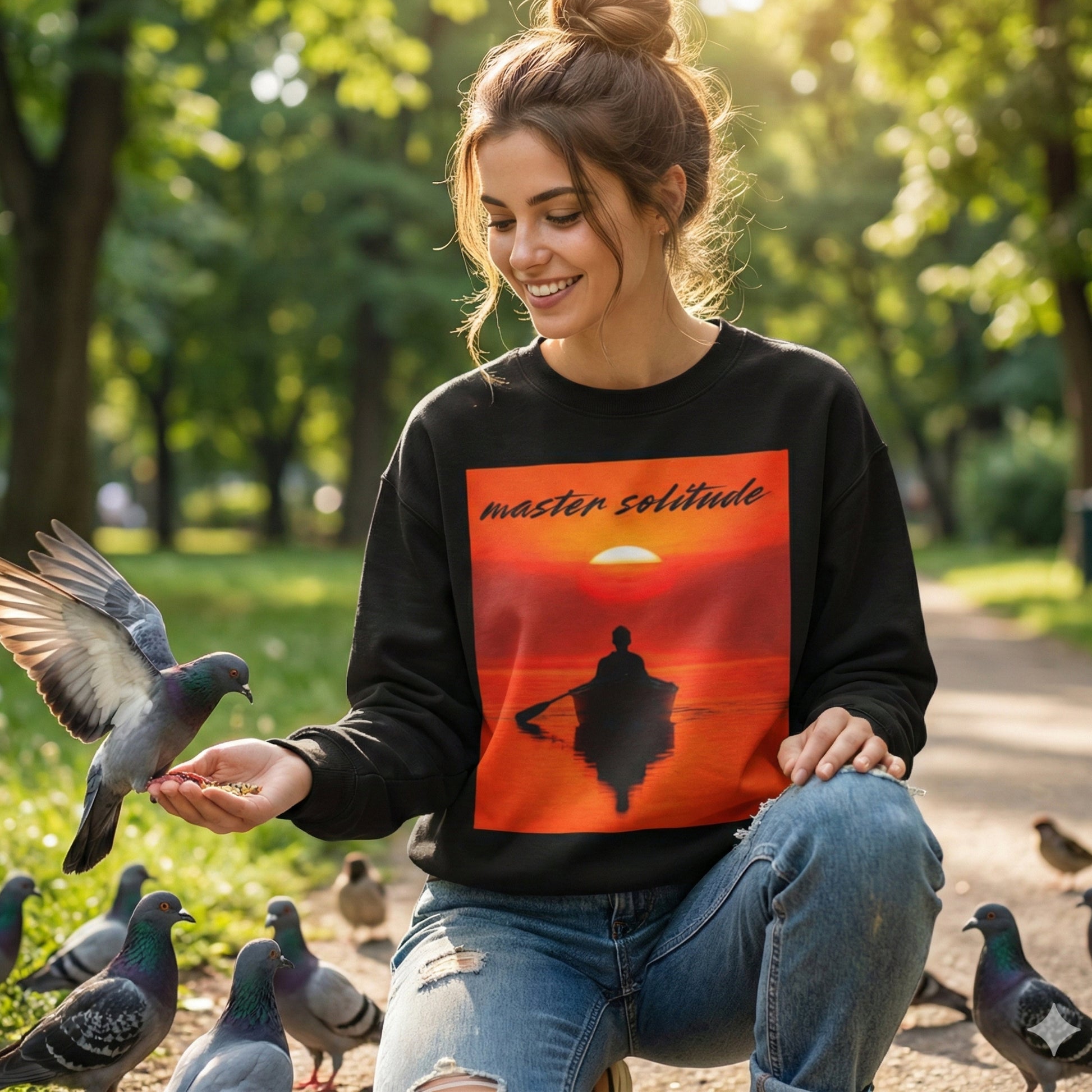 "Find strength in silence with the 'Master Your Solitude' sweatshirt. A premium crewneck featuring a vibrant sunset rowing graphic for introverts and deep thinkers."